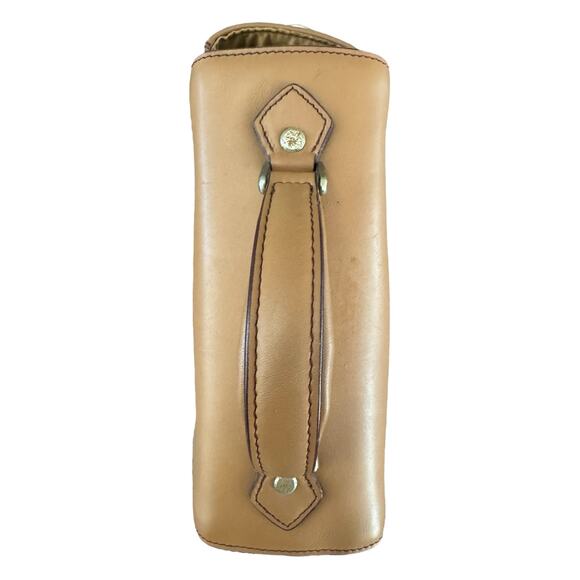 Levenger Leather Wine Carrier Tote Tan Travel Picnic Bag Vintage Hard To Find - Picture 7 of 11